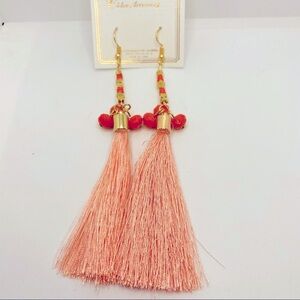 Earrings Tassel Coral Pierced! BRAND NEW!